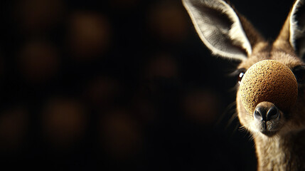 Obraz premium A close-up photo of a kangaroo's face with the term kangaroo written directly on its nose