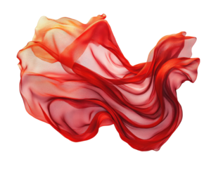 Flowing red fabric abstract digital design isolated on transparent background