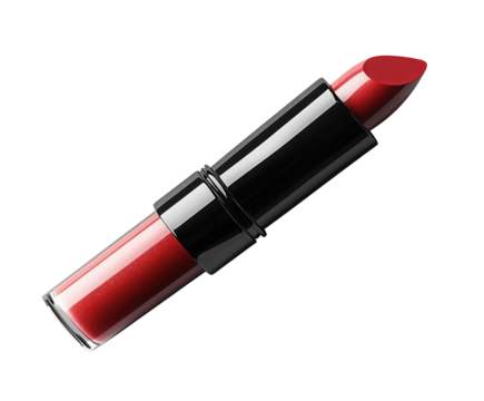 Applying bold red lipstick beauty makeup product glamour isolated on transparent background