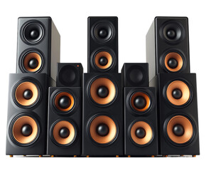 Fototapeta premium Dynamic sound system setup home audio equipment modern isolated on transparent background