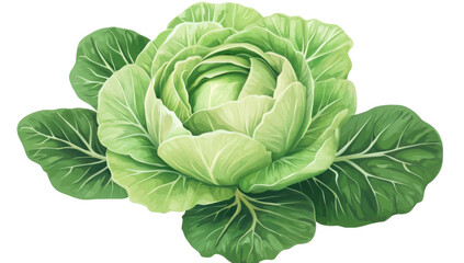 Fototapeta premium Vibrant green cabbage head with textured leaves perfect for healthy eating concepts