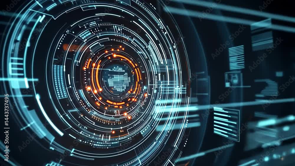 Poster Exploring a futuristic digital world with glowing circuits and intricate designs in a mesmerizing display Generative AI