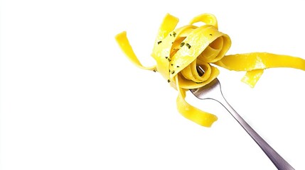  A photo of a fork holding pasta with another fork protruding from the top