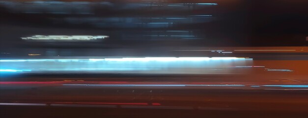 Selective focus photography. A frame in motion. Abstract background. Colorful image. Long shutter speed. Light streaks. Movement of transportation. Shooting from transportation. Blurred image