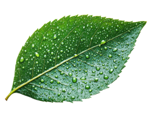 Raindrops on green leaf nature fresh view isolated on transparent background