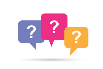 Message box with question mark in color styles. Vector icon set on white isolated background