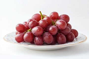 Fototapeta premium Red grapes on a plate. AI generated illustration.