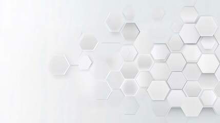 白い六角形のデザイン 白い背景に浮かぶ立体的な幾何学模様 未来的なデジタルアート作品
