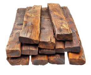 Wooden planks stacked for construction workshop rustic isolated on transparent background