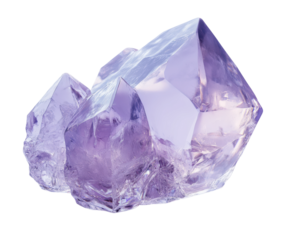 Glistening amethyst crystal formation natural view isolated on transparent background