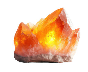 Illuminated crystal formation nature mineral isolated on transparent background