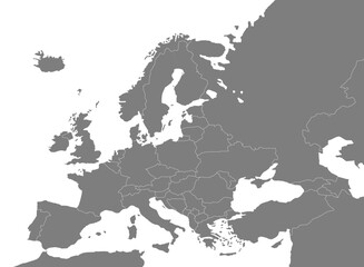 Infographic map of the European continent with political divisions