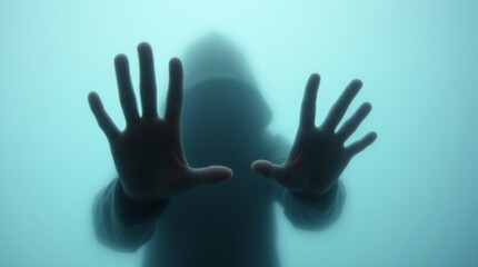 Mysterious silhouette in foggy vibrance