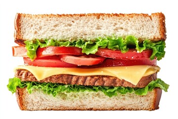 Sandwich, white background. AI generated illustration.