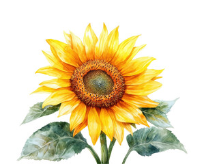 Sunflower blooming in nature botanical bright isolated on transparent background