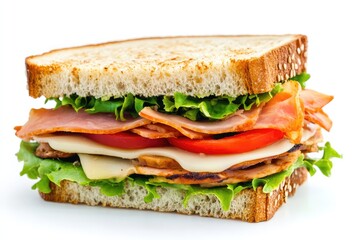 Sandwich, white background. AI generated illustration.