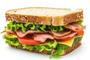 Sandwich, white background. AI generated illustration.