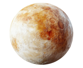 Exploring the mysterious surface of pluto outer space planet isolated on transparent background