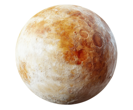 Exploring the mysterious surface of pluto outer space planet isolated on transparent background