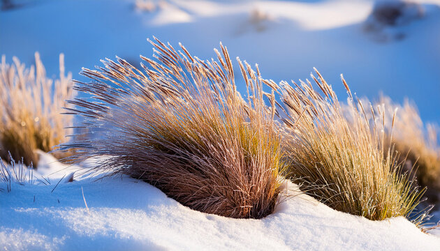 blue gramma grass bouteloua gracilis in snow