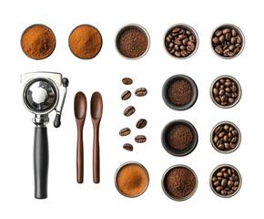 Brewing coffee techniques kitchen food bright isolated on transparent background