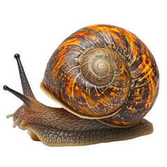 Snail moving through nature serene environment isolated on transparent background