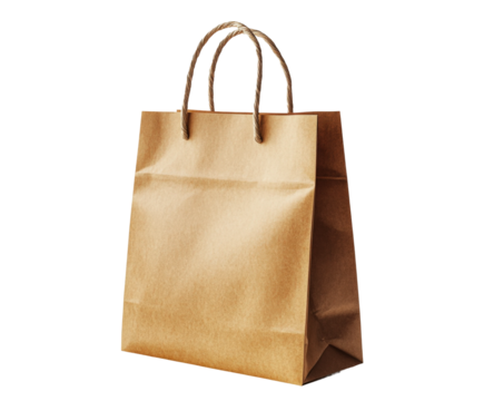 Shopping action eco-friendly paper bag in urban product isolated on transparent background