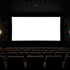 empty cinema auditorium with mock screen