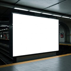blank billboard at night in the subway