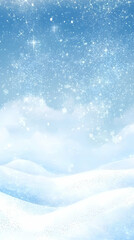 Snowy landscape, winter wonderland, falling snow, serene hills, ideal for holiday cards