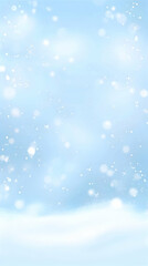 Fototapeta premium Winter snow falling, light blue sky, snowdrift background, holiday card design