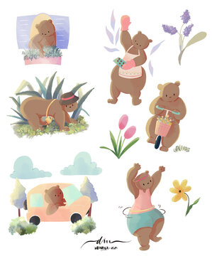 Pastel Bears Clip Art