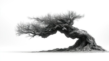Obraz premium Ancient, gnarled tree, isolated