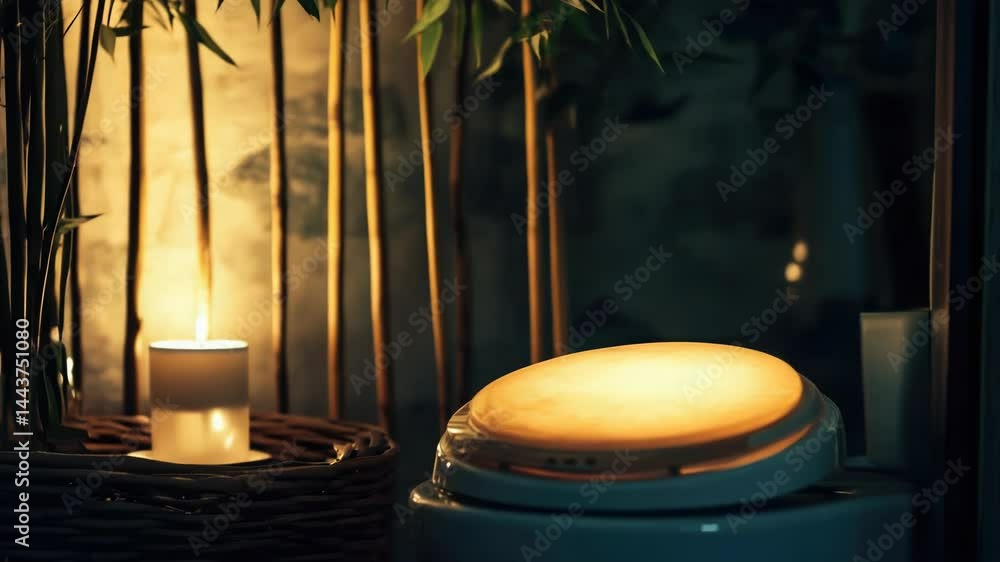 Poster a single light source sitting on a table, ideal for use in living rooms or offices