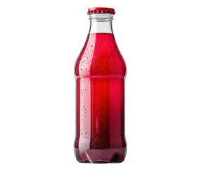 Refreshing red beverage bottle product isolated on transparent background