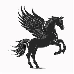 Pegasus Mid-Gallop Flying Forward White Background