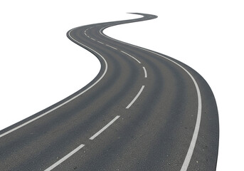 Fototapeta premium asphalt road, curve highway, 3d illustration., isolated on a white background