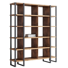 Industrial Style Wooden Bookcase with Metal Frame Modern Home Furniture Cut Out Transparent Png