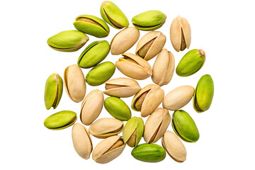  pistachio nuts in their shells on a transparent background