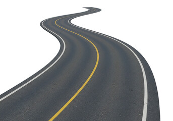 Obraz premium asphalt road, curve highway, 3d illustration., isolated on a white background