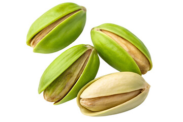  pistachio nuts in their shells on a transparent background
