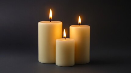 Retro grey Christmas candles burning.