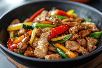 Stir-fry dish. AI generated illustration.