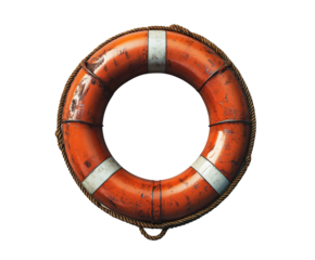 Lifesaver buoy on water surface safety gear aquatic environment isolated on transparent background
