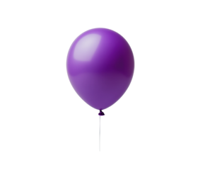 Colorful purple balloon floating in clear blue sky fun atmosphere isolated on transparent background