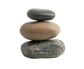 Balanced stone stack displayed on in light isolated on transparent background