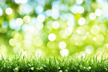 Obraz premium Soft green grass is shown swaying gently in the breeze on a calm day in a natural setting from a close-up perspective