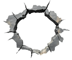Destruction event cracked ground surface urban environment isolated on transparent background