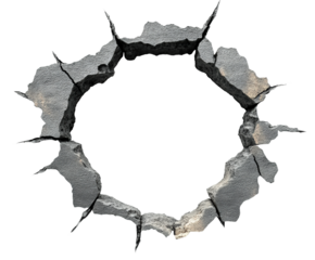 Destruction event cracked ground surface urban environment isolated on transparent background