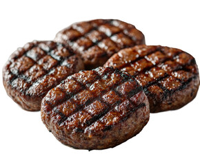 Grilling delicious beef burgers at home cooking isolated on transparent background